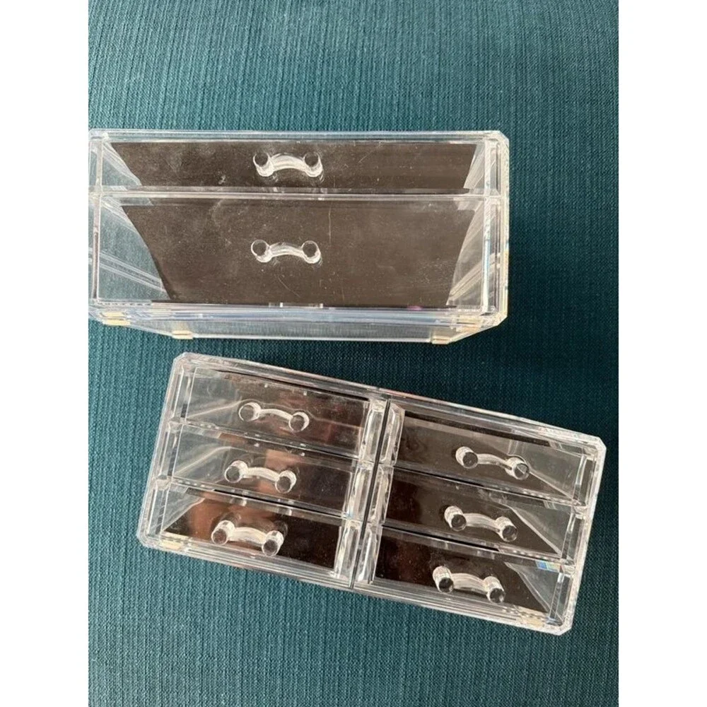 2 Pc Stacking Makeup Drawer Organizers Clear Acrylic